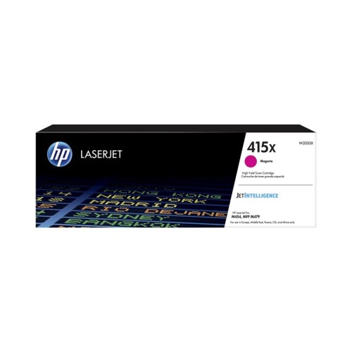 HP W2033X magenta toner u originalnoj kutiji, prikaz prednje strane s oznakama boje