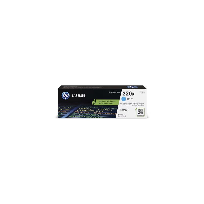HP W2201X cijan toner prikazan na prednjoj strani originalne kutije