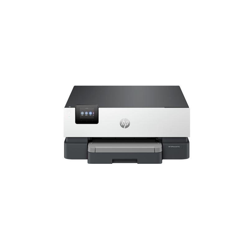 HP OfficeJet Pro 9110b tintni pisač prikazan sprijeda na bijeloj pozadini