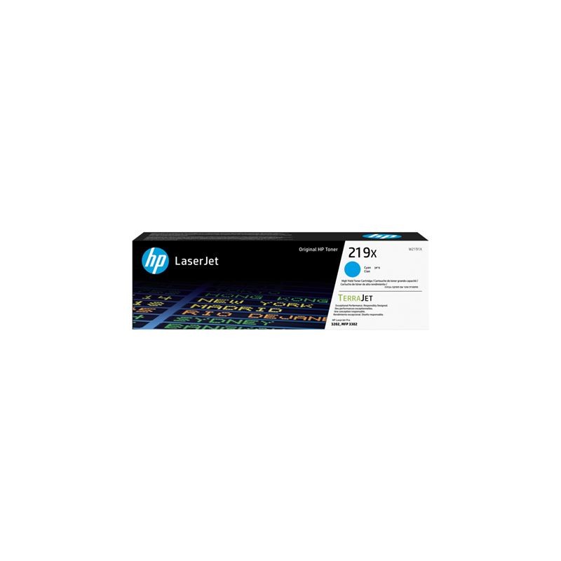 Originalna kutija HP W2191X cijan tonera u prepoznatljivom dizajnu
