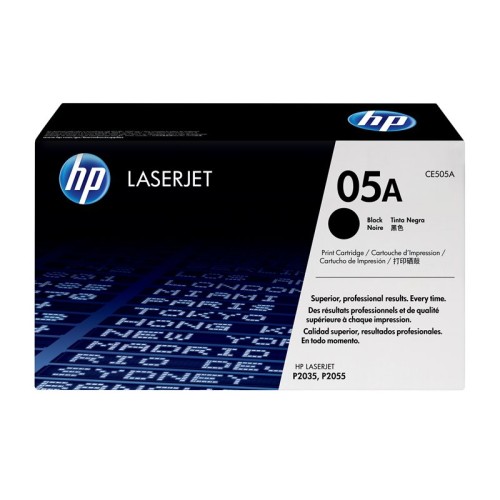 Originalno kartonsko pakiranje za crni toner HP CE505A 05A usmjereno prema naprijed