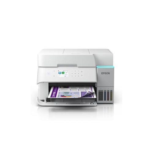 Epson L6376 multifunkcijski tintni pisač u bijeloj boji s listom papira na izlazu