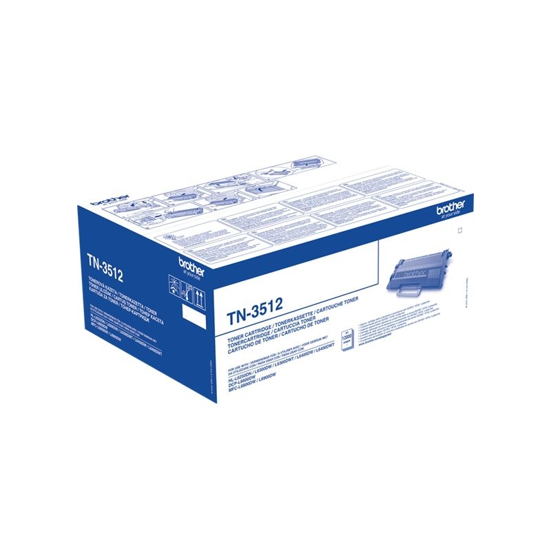 Originalna kutija Brother TN3512 crnog tonera iz kuta