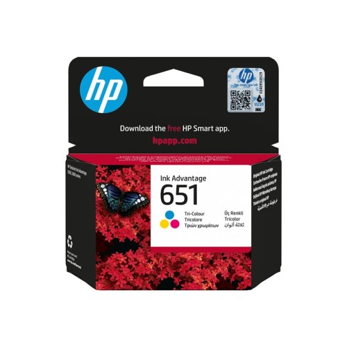 Uložak HP 651 trobojne tinte prikazan sprijeda