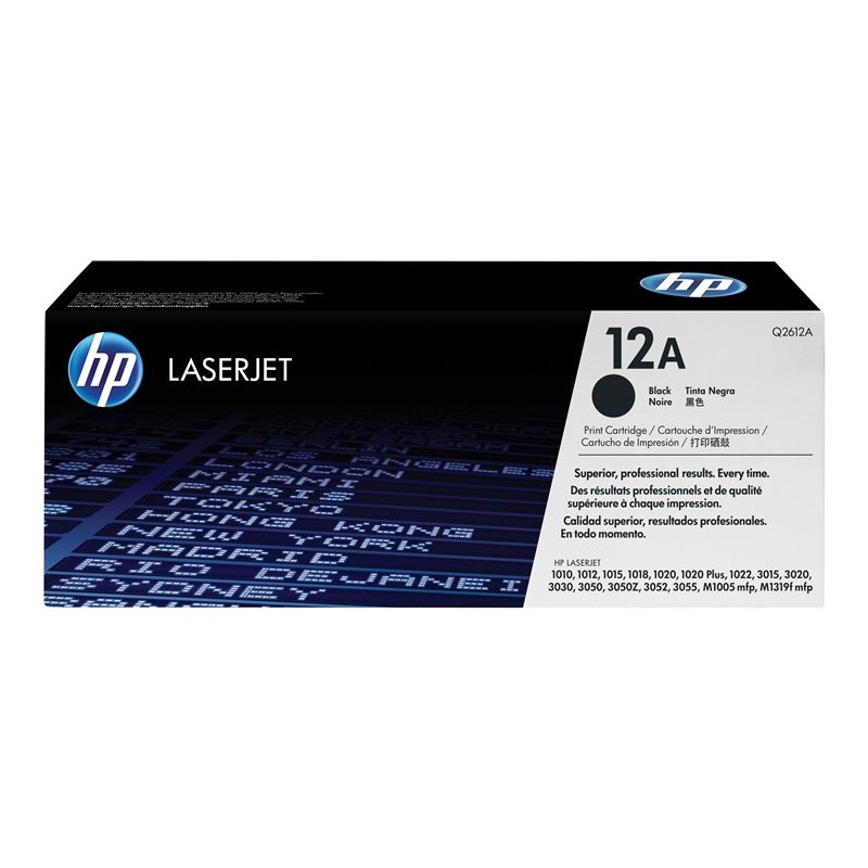 HP 12A Q2612A originalni crni toner u kartonskoj kutiji na bijeloj pozadini