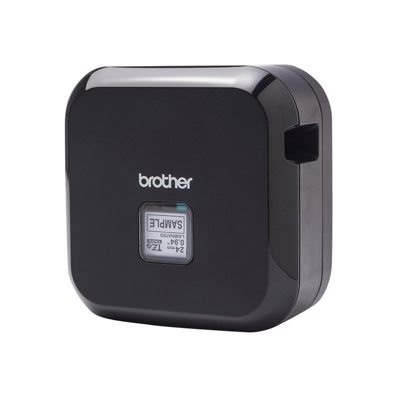 Stražnji kutni pogled na crni Brother PT-P710BT pisač naljepnica