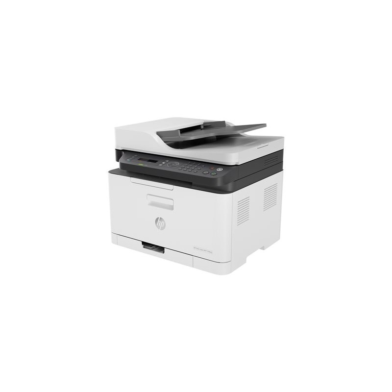 Prednji pogled na bijeli HP Color Laser MFP 179fnw laserski pisač