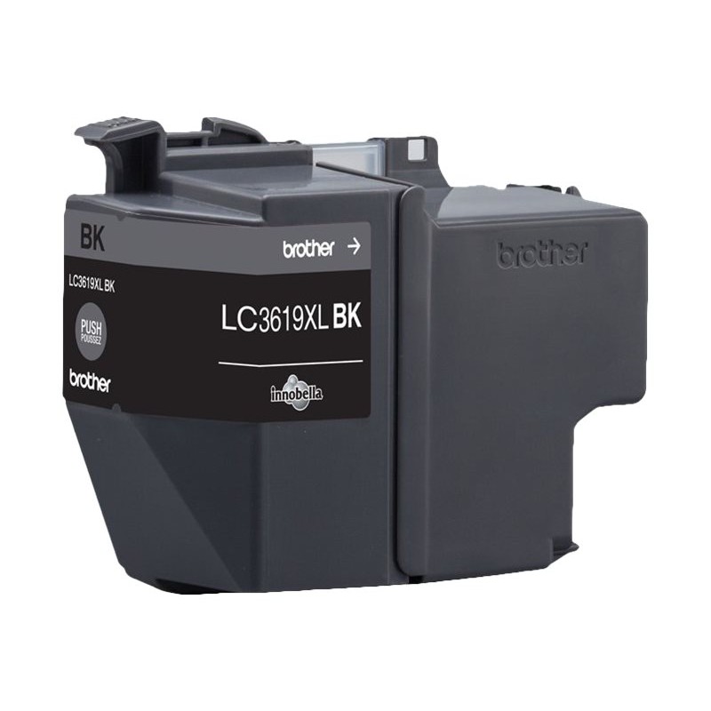 Originalna crna tinta Brother LC3619XLBK prikazana samostalno na bijeloj pozadini