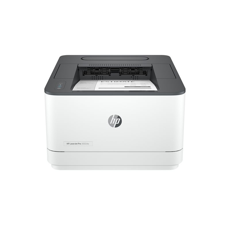 Prednji pogled na HP 3002dw LaserJet Pro crno-bijeli pisač