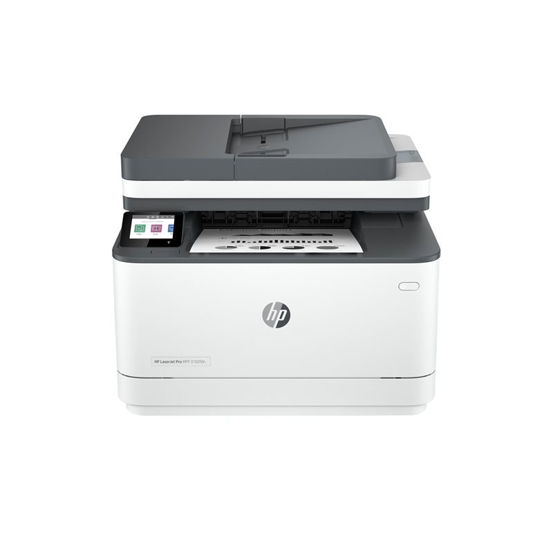 Prednji pogled na HP LaserJet Pro MFP 3102fdn multifunkcijski laserski pisač