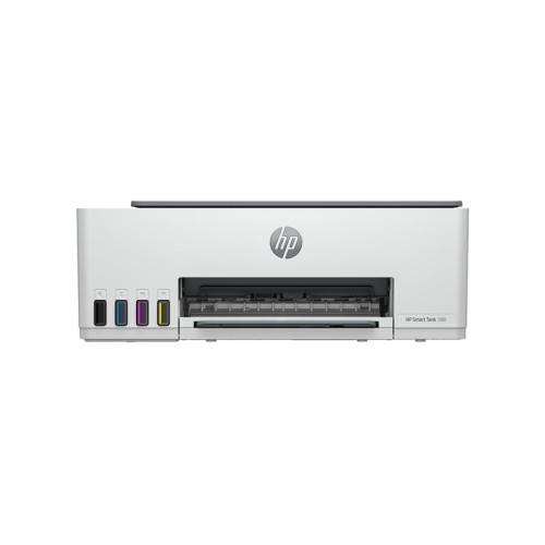 HP Smart Tank 580 All-in-One tintni pisač prikazan sprijeda s ugrađenim spremnicima