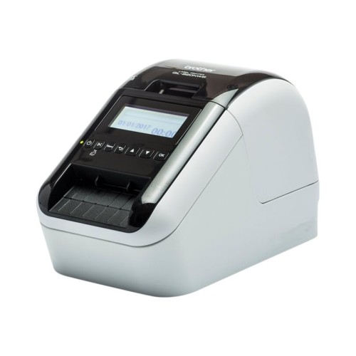 Brother QL-820NWBc termalni pisač za naljepnice s LCD zaslonom prikazan s prednje strane