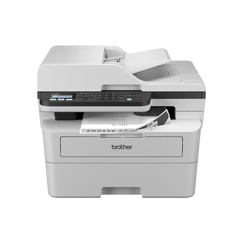Prednji pogled na bijeli Brother MFC-B7810DW multifunkcijski laserski pisač