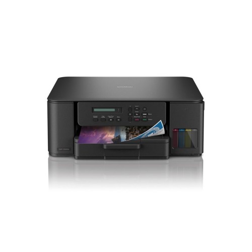 Crni Brother DCP-T530DW tintni pisač s ispisanim dokumentom