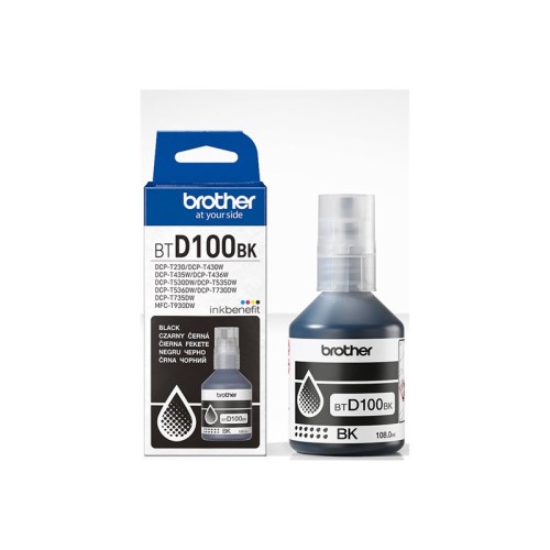 Originalna crna tinta Brother BTD100BK u kutiji i bočica