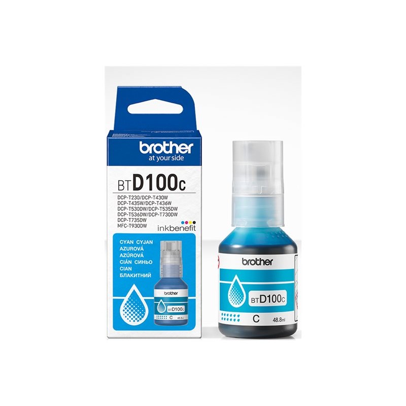 Originalno pakiranje i bočica Brother BTD100C cijan tinte za pisače