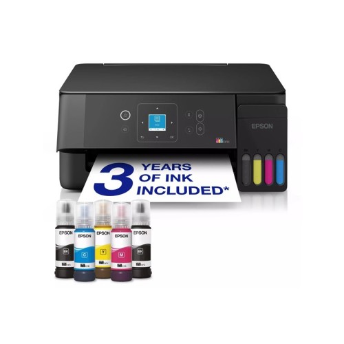 Epson EcoTank L3362 crni multifunkcijski pisač s bočicama tinte i ispisanim papirom