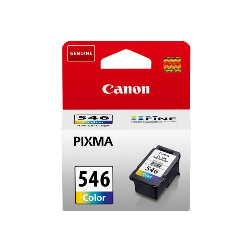 Prednja strana pakiranja Canon CL-546 trobojne tinte s prikazom spremnika