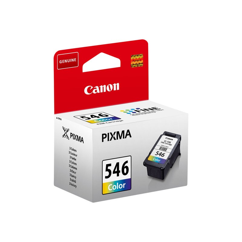 Bočni pogled na originalno pakiranje Canon CL-546 trobojne tinte