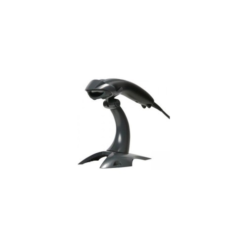 Crni Honeywell 1200G-2USB-1 bar kod čitač postavljen na pripadajući stalak