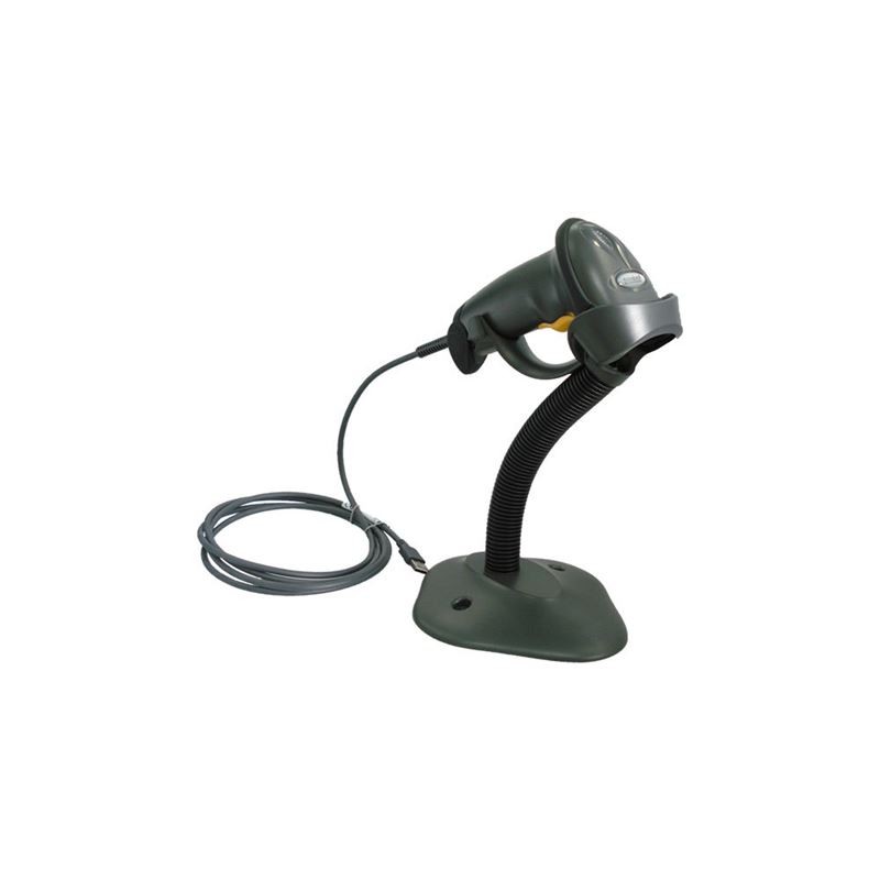 Crni Zebra LS2208 laserski skener na pripadajućem stalku
