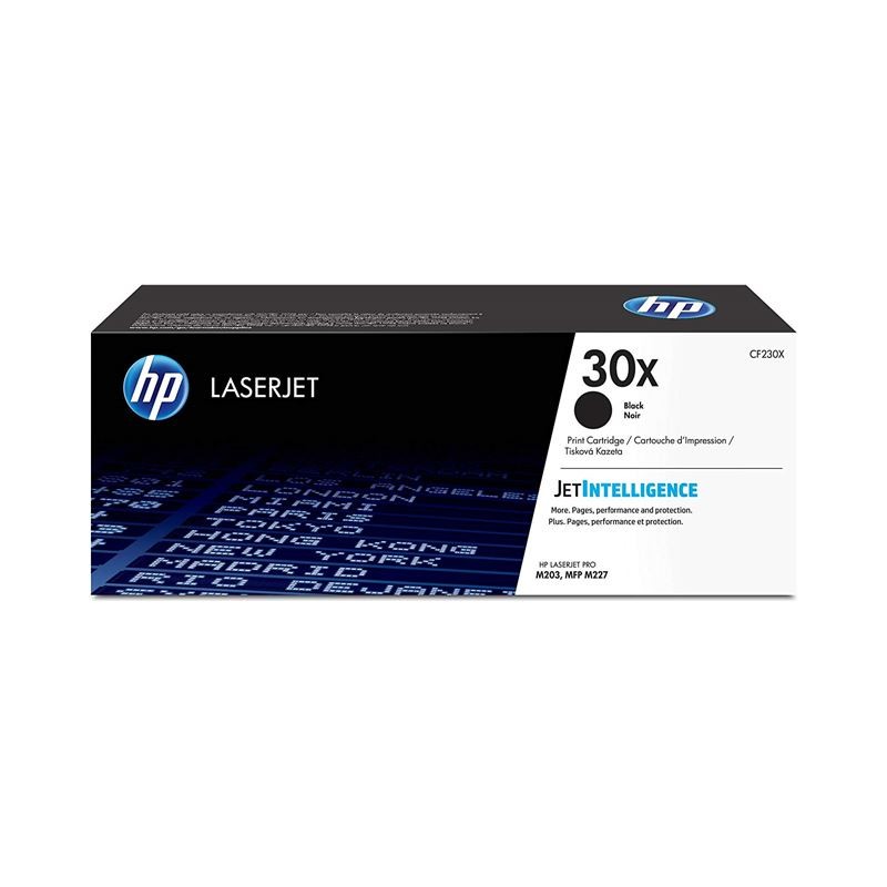 HP CF230X crni toner prikazan u originalnoj kutiji s vidljivim nazivom proizvoda
